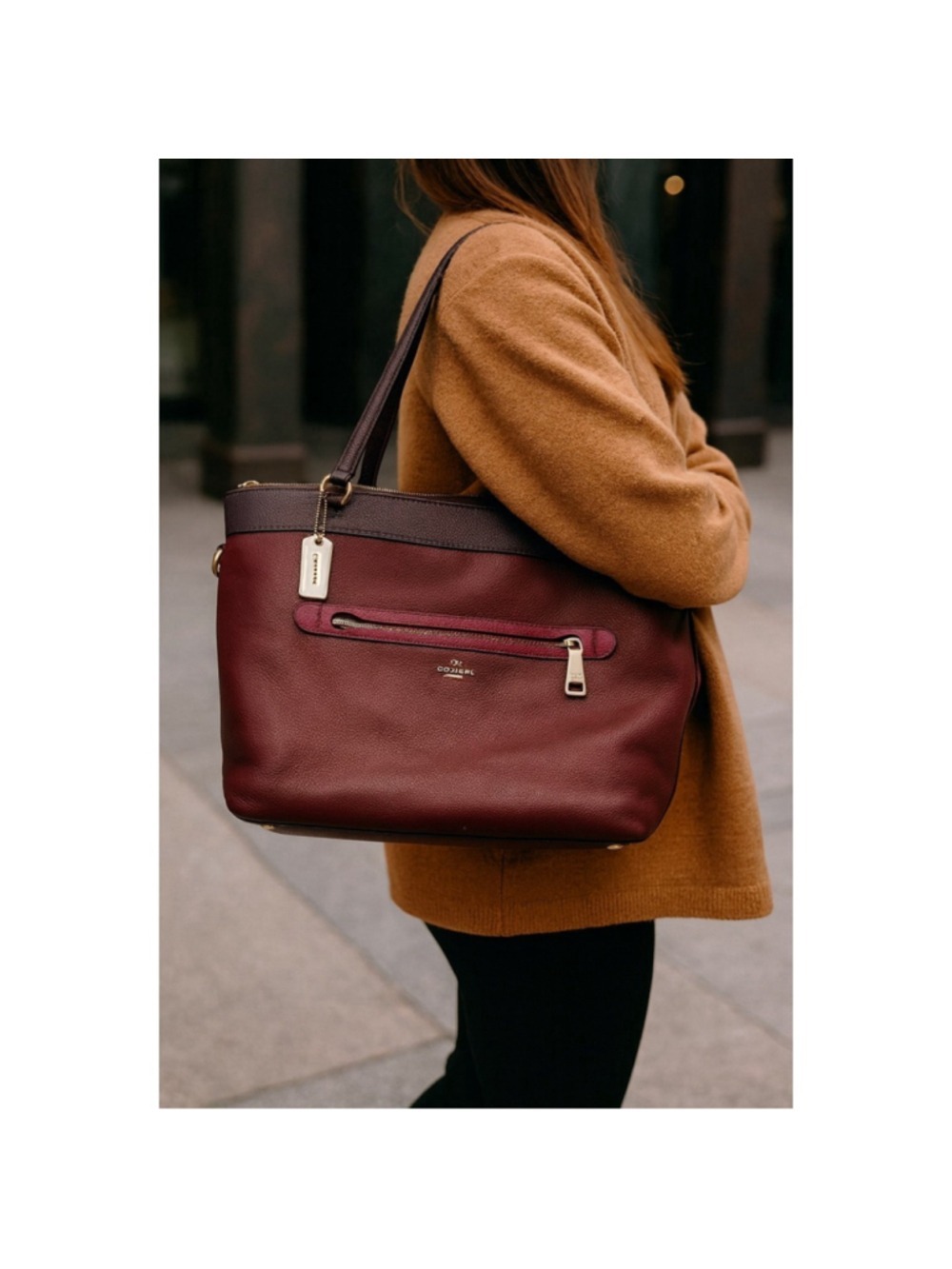 Coach Tyler Colorblock Pebble Leather Tote Bag with Gold Hardware F57210 - Picture 1 of 16
